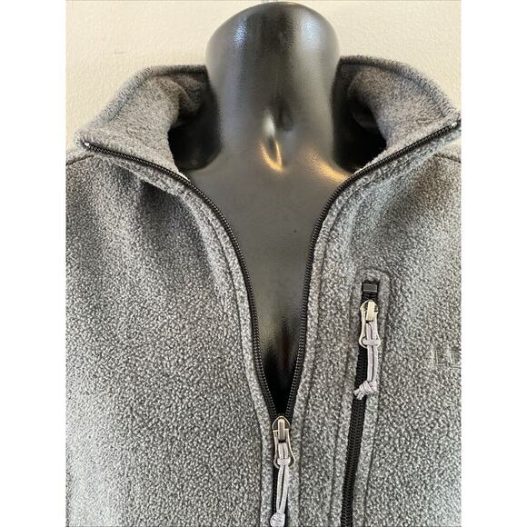 LL Bean Men’s Dark Gray Fleece Zip Vest Size Large Pockets Logo EUC - Picture 5 of 11